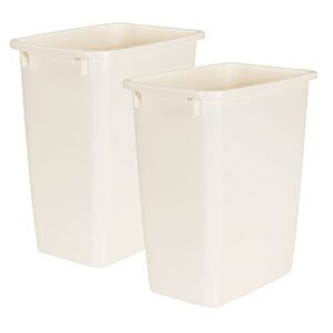 Rubbermaid 21 Quart Traditional Kitchen, Bathroom, and Office Rectangular Plastic Open Wastebasket Trash Can, Bisque (2 Pack)