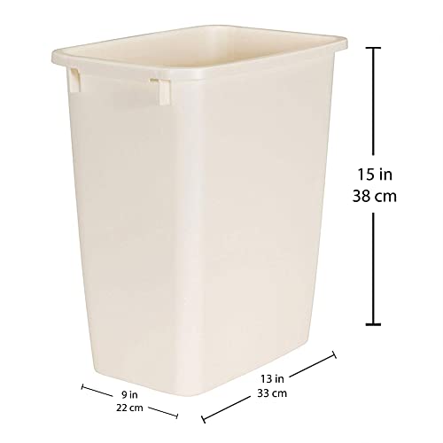 Rubbermaid 21 Quart Traditional Kitchen, Bathroom, and Office Rectangular Plastic Open Wastebasket Trash Can, Bisque (2 Pack)