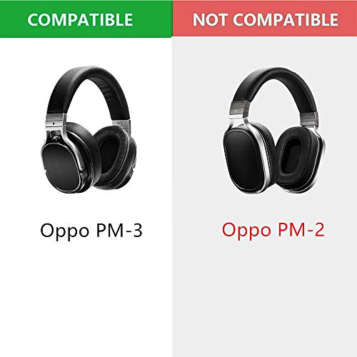 Ear Pads Cushion Replacement Earpads Pillow Compatible with Oppo PM-3 PM3 PM 3 Headphones (Black Sheepskin Leather)