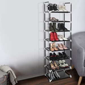 ERONE Shoe Rack Organizer 8 Tiers, Narrow Shoe Storage Durable Shoe Shelf 16-20 Pairs Slim shoe rack Metal Shoe Tower Cabinet Space Saving Closet shelves