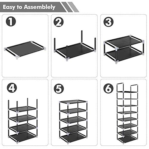 ERONE Shoe Rack Organizer 8 Tiers, Narrow Shoe Storage Durable Shoe Shelf 16-20 Pairs Slim shoe rack Metal Shoe Tower Cabinet Space Saving Closet shelves