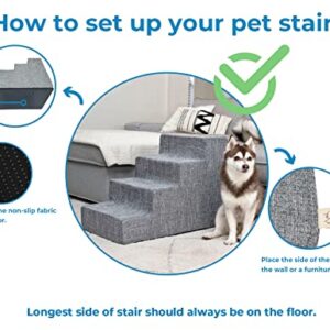 Best Pet Supplies Foam Pet Steps for Small Dogs and Cats, Portable Ramp Stairs for Couch, Sofa, and High Bed Climbing, Non-Slip Balanced Indoor Step Support, Paw Safe - Brown Linen, 5-Step (H: 22.5")