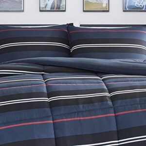 Nautica | Talmage Collection | Ultra Soft & Cozy Silky Microfiber Lightweight Reversible Comforter with Matching Sham(s), Queen, Navy