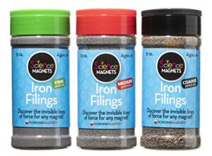 dowling magnets iron filings variety pack, 3 jars (fine, medium, coarse), 12 ounces each (731050)