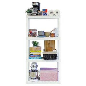 oskar 4-tier storage shelf, heavy duty shelving unit, 400 lbs(14 x 30 x 57 inches), multipurpose organizer for garage, laundry room, utility shed, workshop, made in north america, white
