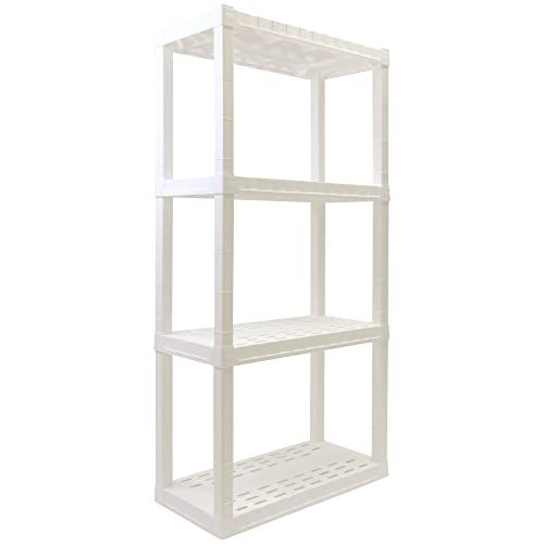 Oskar 4-Tier Storage Shelf, Heavy Duty Shelving Unit, 400 lbs(14 x 30 x 57 inches), Multipurpose Organizer for Garage, Laundry Room, Utility Shed, Workshop, Made in North America, White