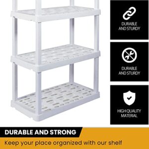 Oskar 4-Tier Storage Shelf, Heavy Duty Shelving Unit, 400 lbs(14 x 30 x 57 inches), Multipurpose Organizer for Garage, Laundry Room, Utility Shed, Workshop, Made in North America, White