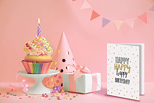 Happy Birthday Cards, 100-Pack, 4 x 6 inch, 4 Cover Designs, Blank Inside, by Better Office Products, with Envelopes, Elegant Gold Collection, 100 Pack