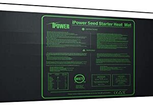 iPower GLHTMTL-A 48" x 20" Waterproof Durable Seedling Heat Mat Warm Hydroponic Plant for Indoor Gardening Germination Starting, Black