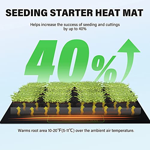 iPower GLHTMTL-A 48" x 20" Waterproof Durable Seedling Heat Mat Warm Hydroponic Plant for Indoor Gardening Germination Starting, Black