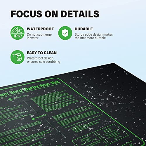 iPower GLHTMTL-A 48" x 20" Waterproof Durable Seedling Heat Mat Warm Hydroponic Plant for Indoor Gardening Germination Starting, Black