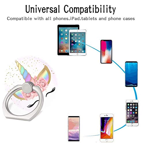 Zopicch (3 Pack) Mobile Phone Ring Holder Finger Grip,Pink Rose Gold Flower Unicorn Cell Phone Stand Collapsible Kickstand Compatible with All Smartphone