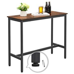 VASAGLE Bar Table, Narrow Long Bar Table, Kitchen Dining Table, High Pub Table, Sturdy Metal Frame, Industrial Design, Rustic Brown and Black ULBT10X