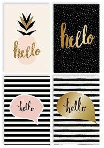hello greeting cards, all occasion cards, 100-pack, 4 x 6 inch, 4 elegant cover designs, blank inside, by better office products, thinking of you cards, hello note cards, with envelopes, 100 pack