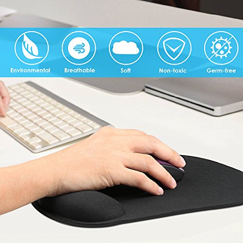 GIM Mouse Pad with Wrist Rest Support, Ergonomic Memory Foam Mousepad Cushion Non-Slip Rubber Base for Laptop, Computer, Gaming, Office