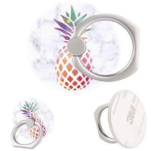 (3 Pack) Mobile Phone Ring Holder Finger Grip,White Marble Rose Gold Pineapple Cell Phone Stand Collapsible Kickstand Compatible with All Smartphone