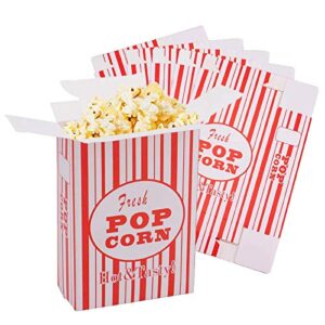 bekith 100 pack paper popcorn boxes, close-top popcorn containers cups bucket for movie party and theater night