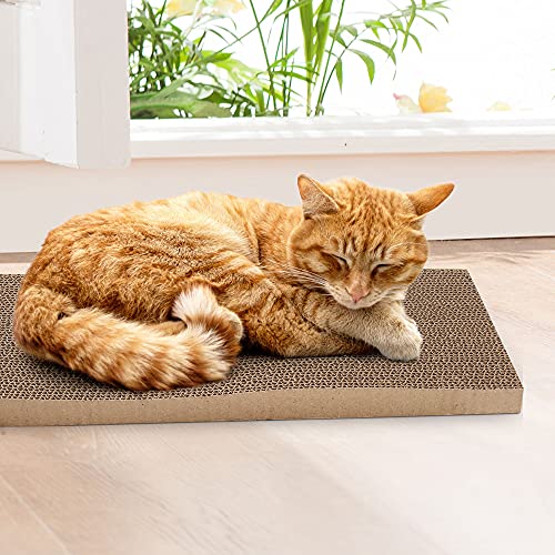 PrimePets Cat Scratcher Cardboard for Indoor Cats, 3 in 1, Cat Scratch Pad with Box, Cat Scratching Board, Reversible Corrugated, Furniture Protector, Catnip Included