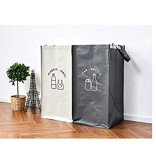 Modern House Separate Recycling Waste Bin Bags for Kitchen Home Recycle Garbage Trash Sorting Bins Organizer Waterproof Baskets Compartment Container (Set of 2 Color Pack)