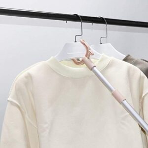 Long Reach Stick for Hanging Clothes Long Reach Closet Pole Telescoping Closet Pole Extending Closet Hook Pole with Utility Hook (Light Pink)