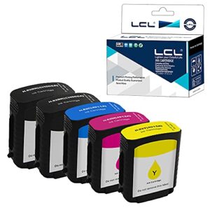 lcl compatible professional version ink cartridge replacement for hp 82 ch565a c4911a c4912a c4913a 510 (2black cyan yellow magenta 5-pack)