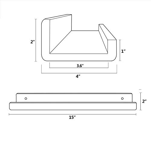 HBlife 15 Inches Invisible Wall Floating Bookshelf for Kids and Nursery, Clear Acrylic Shelves for Figures, 4 Pack (5MM Thick)