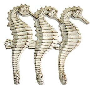 large rustic white cast iron sea horse wall hooks, 8 3/4 inch