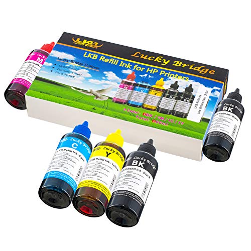 LKB Refill Ink Kit 4x100ml for HP 950 951 60 61 952 902 901 61 60 62 63 21 22 920 940 934 564 932 933 711 970 971 92 94 95 96 97 Cartridge or CIS CISS System 4 Color Set (400ml)-US