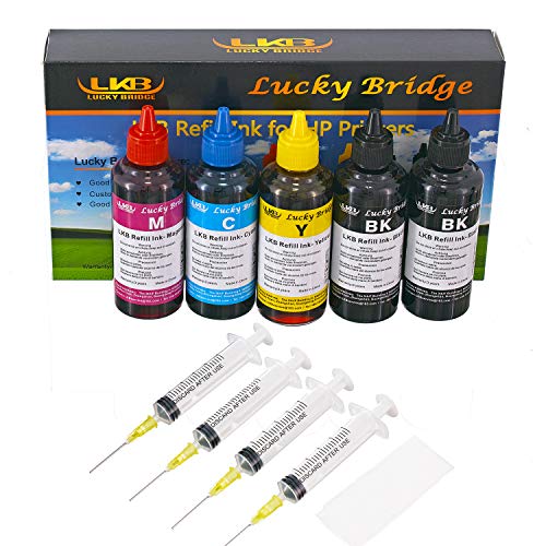 LKB Refill Ink Kit 4x100ml for HP 950 951 60 61 952 902 901 61 60 62 63 21 22 920 940 934 564 932 933 711 970 971 92 94 95 96 97 Cartridge or CIS CISS System 4 Color Set (400ml)-US