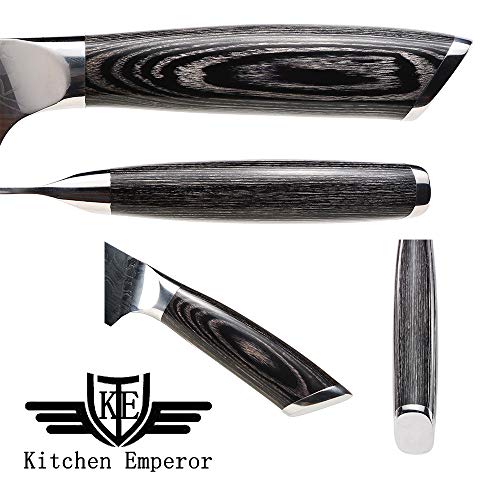 Kitchen Emperor Bread Knife, Serrated Knife 9 inch, Premium German High Carbon Stainless Steel Kitchen Knives with Comfortable Pakka wood Handle