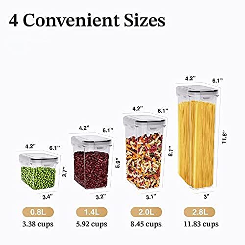 Airtight Food Storage Containers for Kitchen Organization 7 PC - Plastic Food Canisters with Lids, Labels, Marker & Spoons for Pantry Organization and Storage - Cereal, Flour and Sugar Containers