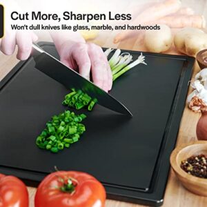 Thirteen Chefs Plastic Cutting Board with Juice Groove - Medium Cutting Board for Meat, Grilling, BBQ, Smoking, Fruit, and More - 20" x 15" x 0.5" - Black