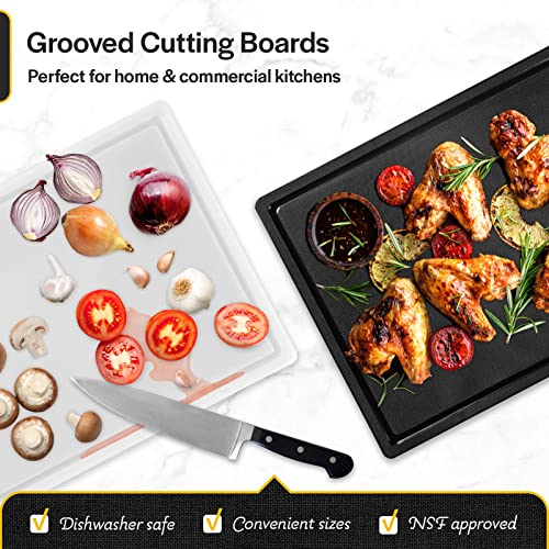 Thirteen Chefs Plastic Cutting Board with Juice Groove - Medium Cutting Board for Meat, Grilling, BBQ, Smoking, Fruit, and More - 20" x 15" x 0.5" - Black