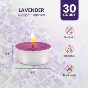 Lavender Candle Scented Candles Tea Lights Candles - Lavender Candles - 30 Pack - Lavender Candles Tea Lights with 3-4 Hour Burn Time - Tea Candles -Tea Light Candles for Holiday, Wedding and Home