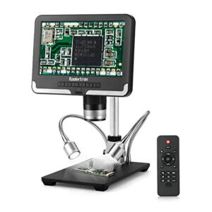7 inch lcd digital usb microscope angle adjustable with remote control,koolertron 12mp 1920x1080 30fps video recorder image flip/reverse color/black & white for circuit board repair soldering pcb coin