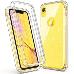 ulak compatible with iphone xr case clear glitter for women girls, hybrid hard pc back cover with protective bumper anti-scratch shockproof phone case for iphone xr 6.1 inch, sparkle