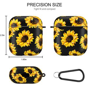 Airpod Case,Flexible Silicone Cover Cases for Airpods 1st/2nd with Cute Sunflowers Floral Design for Girls Women,Shockproof Protective TPU Airpod Case with Keychain Compatible with Wireless Charging