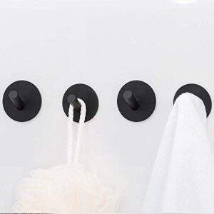 UBAOXIN Black Adhesive Hooks Heavy Duty, Stainless Steel Wall Mount Wall Hooks for Hanging Robe Coat Towel Hooks Kitchen Bathroom Home Waterproof & Rustproof 4 Pack