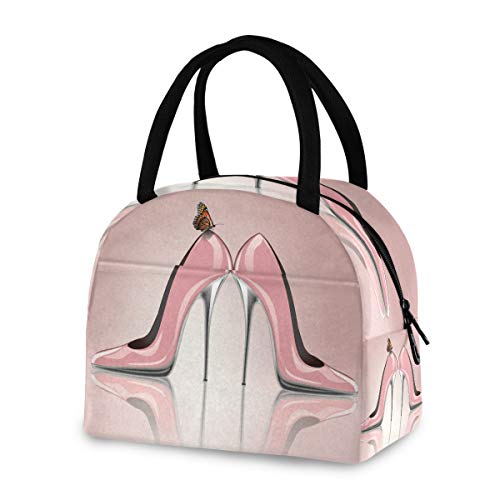 Blueangle Elegant Pink High Heel Shoes Lunch Bags for Women&Men, Lunch Tote Bag Lunch Box Water-resistant Thermal Lunch Bag Cooler Bag Lunch Organizer