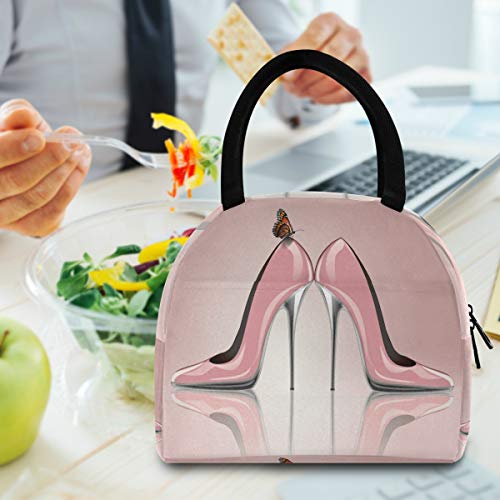 Blueangle Elegant Pink High Heel Shoes Lunch Bags for Women&Men, Lunch Tote Bag Lunch Box Water-resistant Thermal Lunch Bag Cooler Bag Lunch Organizer