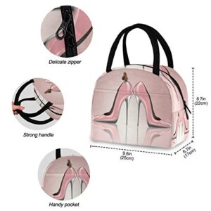 Blueangle Elegant Pink High Heel Shoes Lunch Bags for Women&Men, Lunch Tote Bag Lunch Box Water-resistant Thermal Lunch Bag Cooler Bag Lunch Organizer