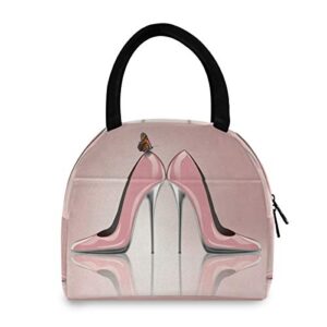 Blueangle Elegant Pink High Heel Shoes Lunch Bags for Women&Men, Lunch Tote Bag Lunch Box Water-resistant Thermal Lunch Bag Cooler Bag Lunch Organizer