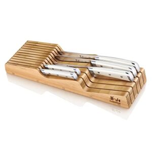 cangshan s1 series 1023022 german steel forged 5-piece knife set with bamboo in drawer knife block