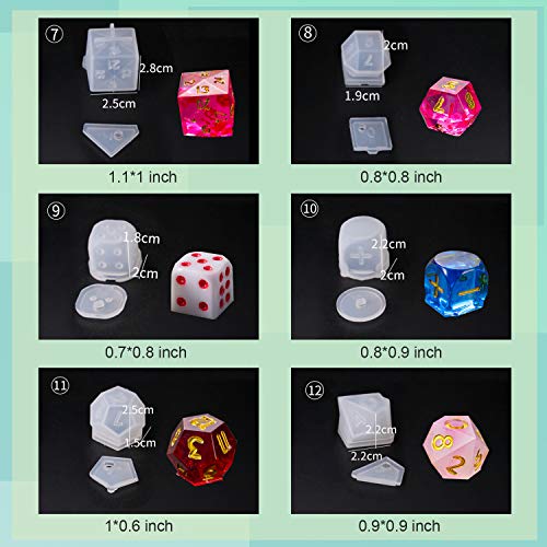 LET'S RESIN Dice Molds for Resin,Resin Dice Mold Set with Letter Number,Polyhedral Silicone Dice Molds for Resin Casting,3D Silicone Mold Kit for DIY Personalized Dices Making,Table Board Game