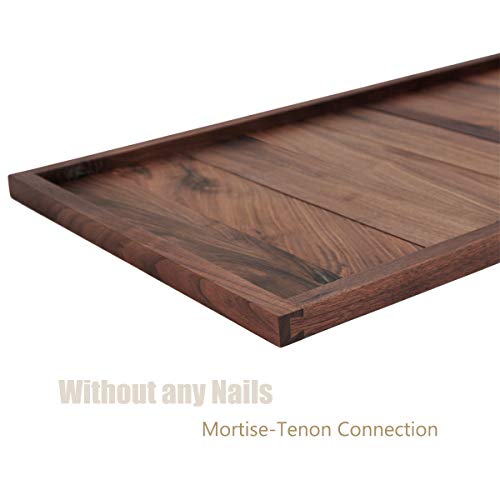 MAGIGO 40 x 20 Inches Extra Large Extra Long Rectangle Black Walnut Wood Ottoman Tray, Serve Tea, Coffee Classic Wooden Decorative Walnut Serving Tray