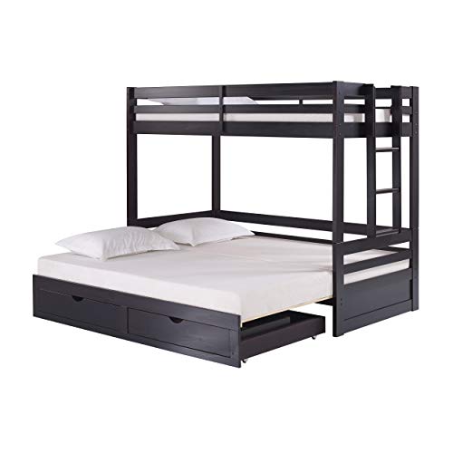 Jasper Twin to King Extending Day Bed with Bunk Bed and Storage Drawers, Espresso