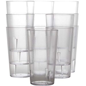 avant grub restaurant grade, bpa free clear plastic drinking cup 12pk. break resistant glasses are reusable, stackable and shatterproof, clear, 12.0 oz