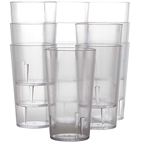 Avant Grub Restaurant Grade, BPA Free Clear Plastic Drinking Cup 12pk. Break Resistant Glasses Are Reusable, Stackable and Shatterproof, Clear, 12.0 oz