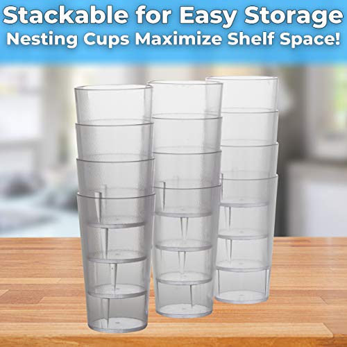 Avant Grub Restaurant Grade, BPA Free Clear Plastic Drinking Cup 12pk. Break Resistant Glasses Are Reusable, Stackable and Shatterproof, Clear, 12.0 oz