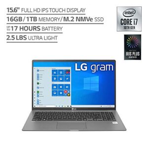 LG Gram 15Z90N Laptop 15.6" IPS Ultra-Lightweight, (1920 x 1080), 10th Gen Intel Core i7, 16GB RAM, 1TB SSD, Windows 10 Home, USB-C, HDMI, Headphone Input - Silver